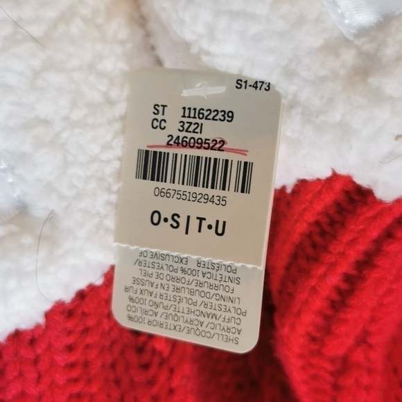 PINK Victoria's Secret Red Socks White Fur Trim New - Picture 5 of 5